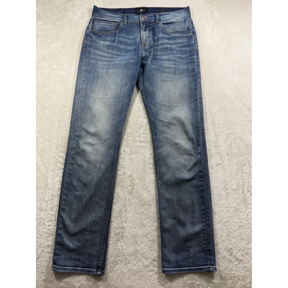 7 For All‎ Mankind Mens The Straight Coachella Blue Jeans 33 Meas: 34x33